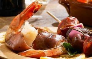 Gambas en serrano - Gambas in Serranoham