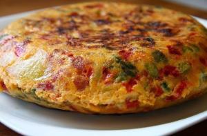 Tortilla con calabacin y chorizo - Tortilla met courgette en chorizo