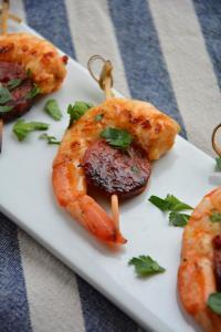Brochetas de Gambas y Chorizo