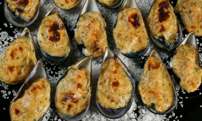 Mejillones gratinata - Gegratineerde mosselen