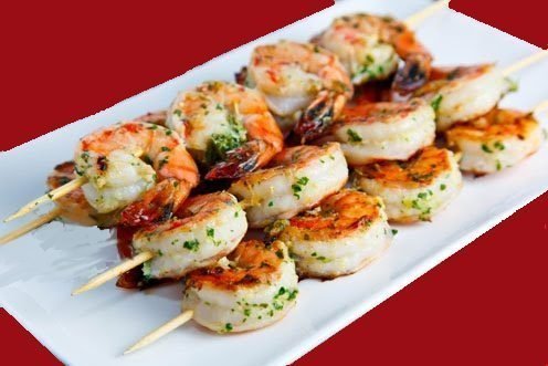 Brochetas de gambas - Spiesjes van Cocktailgarnalen