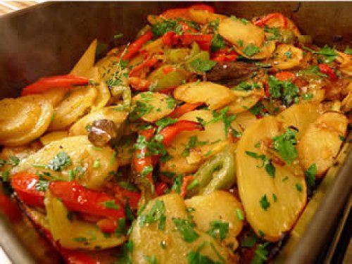 Patatas al horno con pimientos - Gebakken aardappelen met paprika