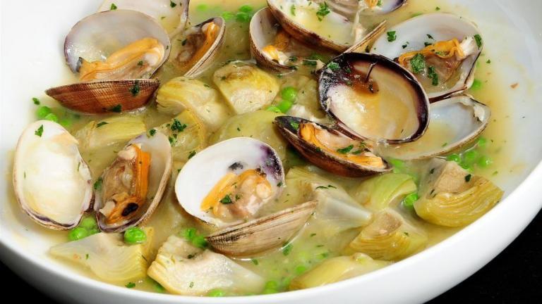 Almejas con salsa guisantes - Venusschelpen in doperwten-saus