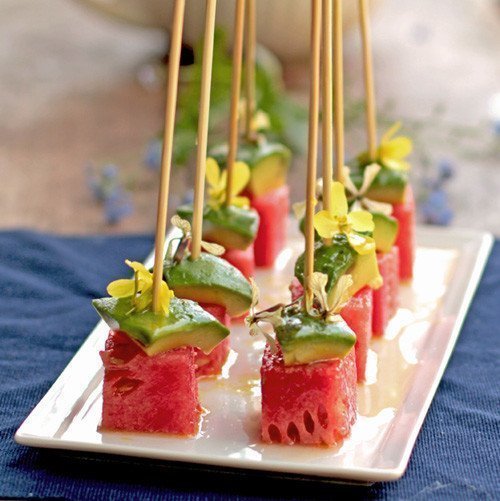 Brochetas de Sandia y Aguacate