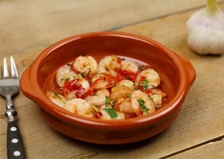 Gambas en aceite de ajo picante - Gambas in pittige olijfolie