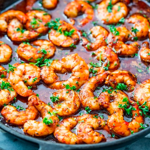 Langostinos trigres en salsa picante - Tijgergarnalen in een pittige saus